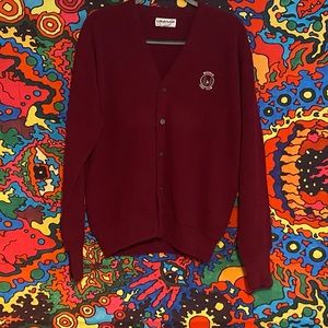 Burgundy Vintage Wool Golf Cardigan